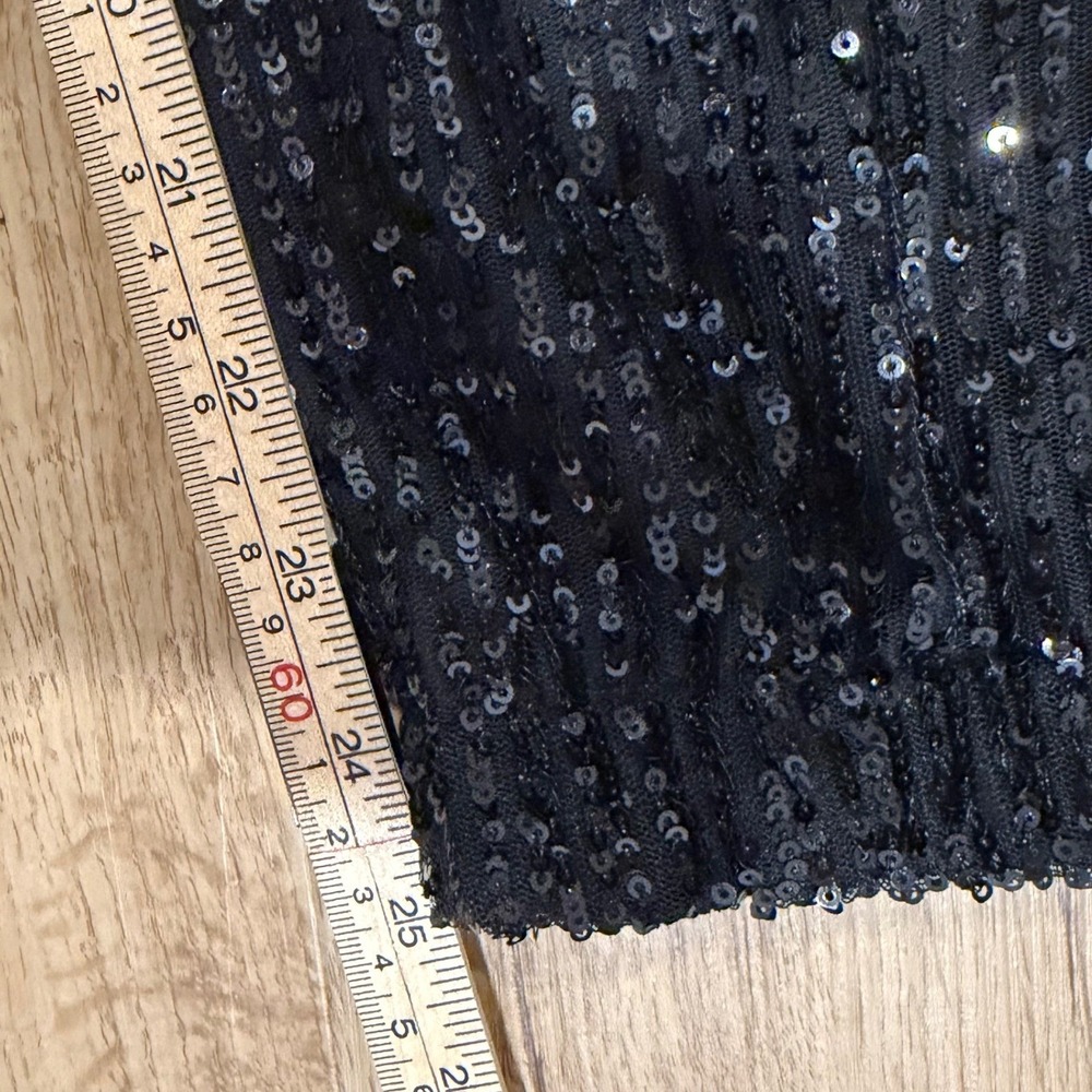 LOFT Womens Black Sequin Jogger Pants Elastic Waist Size Medium Sparkly Holiday - Picture 7 of 8
